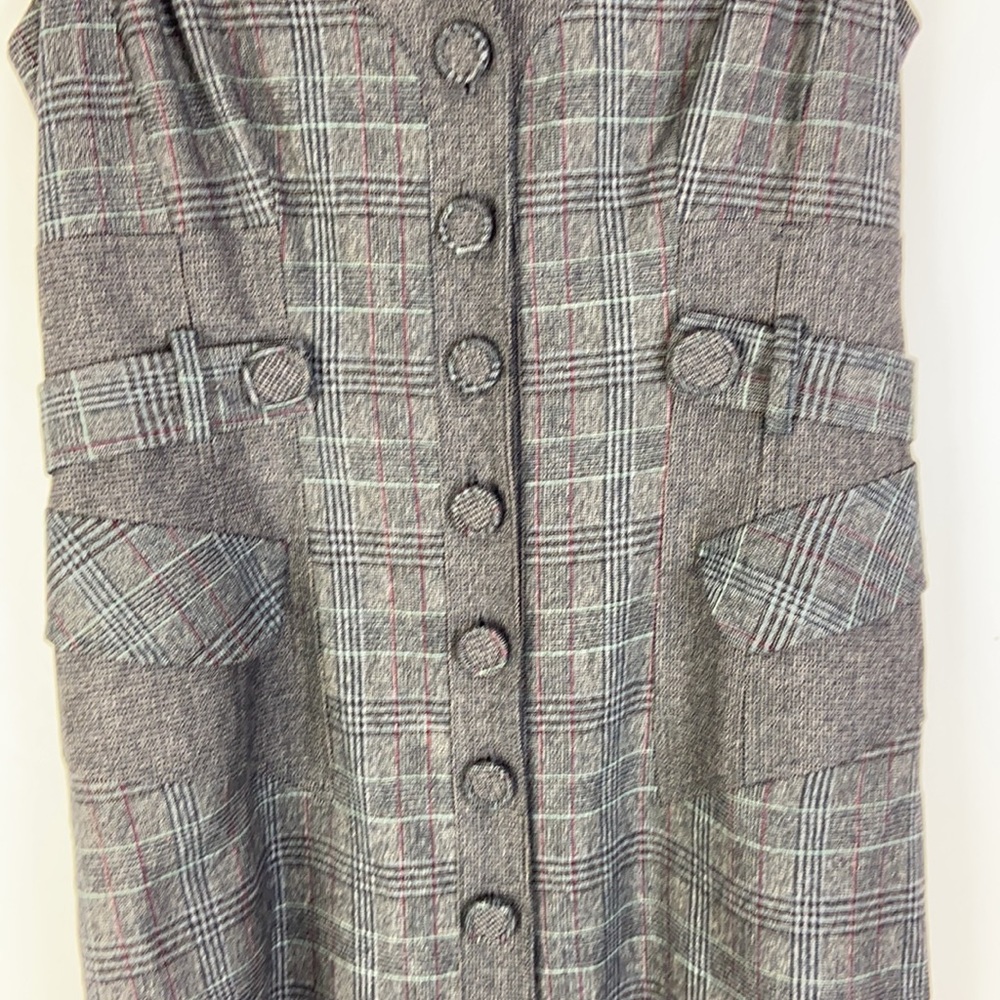 Nanette Lepore Plaid Wool Blend Dress Sleeveless Gray size 6 - Picture 5 of 11